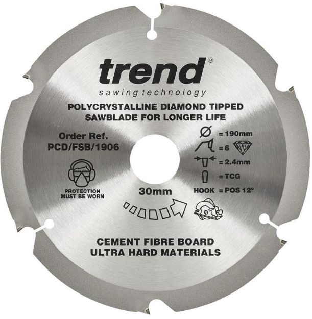 Picture of Trend Fibreboard sawblade PCD 190mm x 6T x 30mm