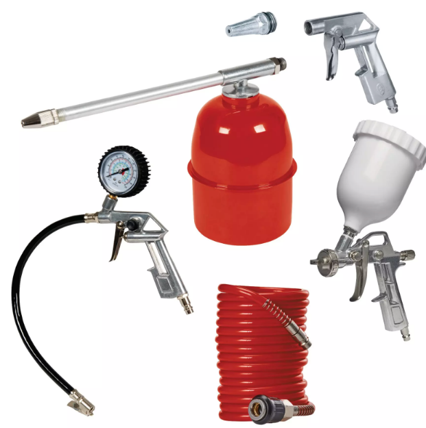 Picture of Einhell 4132720 Pro Compressed Air Set Includes: Airbrush Kit, Spray Gun, Blow-Out Gun, 4M Compressed Air Hose, Tyre Pressure Gauge And Inflator