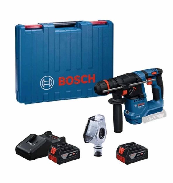 Picture of Bosch GBH18V-18 X Brushless 18V Rotary Hammer Drill with ONECHUCK C/W 2 x 5.0Ah Batteries & Charger In L-Boxx(Includes GDE 24 Dust Extraction Attachment)