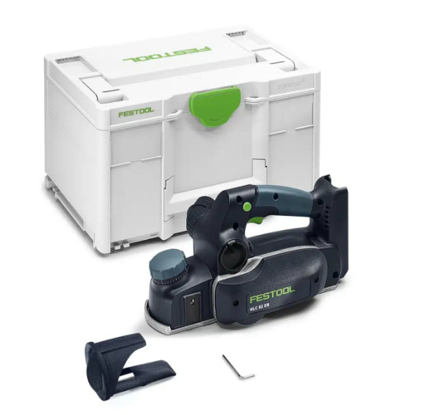 Picture of Festool 578600 HLC 82 EB-Basic-Set 18v 82mm Cordless Planer 11500rpm, Max Planing Depth: 2.5mm, Rebate Depth: 25mm, 2.7kg Bare Unit.  Set Includes: Chamfer Adaptor, Rip Fence, Folding Depth Stop & Spiral Knife 
