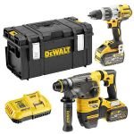 Picture of Dewalt DCK2033X2 2pc Kit Includes DCH333 SDS Drill & DCD996 3 Speed Combi Drill C/W 2 x 9.0Ah Li-ion Flexvolt Batteries & Fast Charger In DS300 Box 