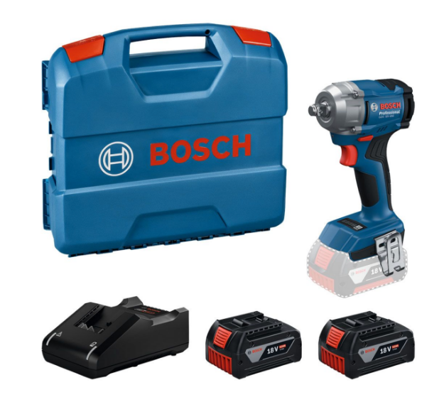 Picture of Bosch GDS 18V-350 1/2" Impact Wrench 350nm 0-2300rpm 0-3400bpm 1.1kg C/W 2 x 5.0Ah Batteries & Charger In Carry Case 06019M5071