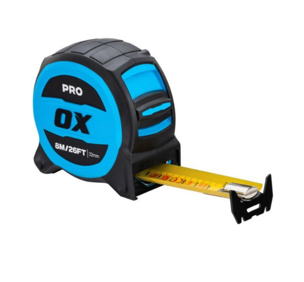 Picture of OX Pro 8m/26ft Tuff Blade Tape Measure - Magnetic Dual Hook & 32mm Wide Blade