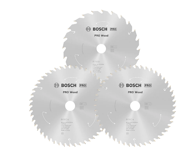 Picture of Bosch 165mm 3pc Pro Wood Saw Blades Includes:1 x 24T & 2 x 48T 2608644730