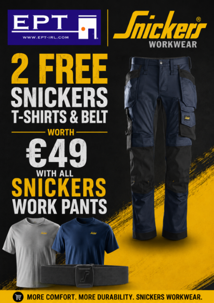 Picture of SNICKERS BUNDLE OFFER - Snickers AllroundWork, Canvas Stretch Work Trousers Holster Pockets + FREE Snickers Two T-Shirts & Belt with all Snickers Work Pants (Please type T-Shirt size in the order note at the checkout page.)(Annual Summer Sale Special Offer Price)