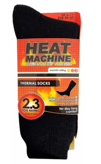 Picture of MENS UV1289 HEAT MACHINES BLACK THERMAL SOCKS