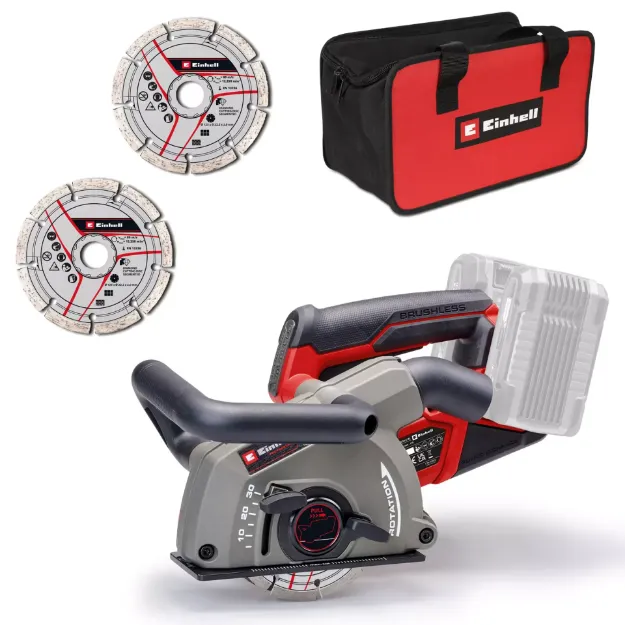 Picture of Einhell TP-MA 36/30 Li BL - Solo PXC 36V 5" 125mm Professional Brushless Wall Chaser 5400rpm 4.3kg C/W 2x Diamond Blades Bare Unit In Bag 