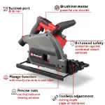 Picture of Einhell TP-PS 18/165 LI BL - Solo 18V Professional Brushless 165mm Plunge Saw, 56mm Cut Depth,165x20mm Blade,5000rpm, 4.1kg Bare Unit 