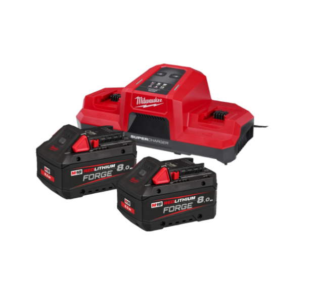 Picture of Milwaukee M18 FORGENRG-802 "FORGE" NRG Pack Includes 2 x 8.0Ah Batteries & M18 DBSC Super Charger