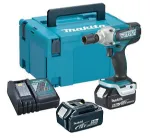Picture of Makita DTW190RTJ 18V Li-ion LXT Impact Wrench Complete with 2 x 5.0 Ah Batteries and Charger Supplied in a Makpac Case