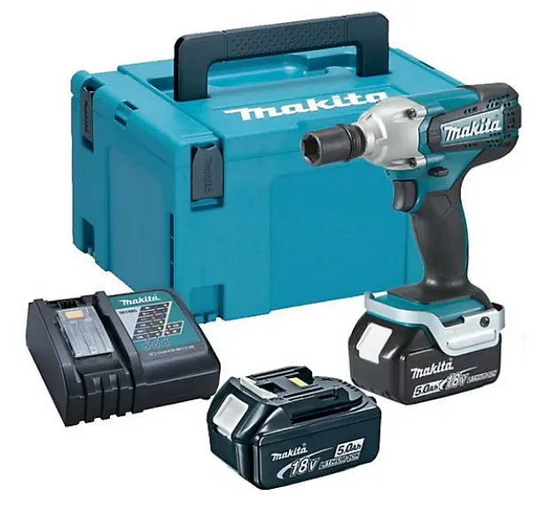 Picture of Makita DTW190RTJ 18V Li-ion LXT Impact Wrench Complete with 2 x 5.0 Ah Batteries and Charger Supplied in a Makpac Case