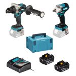 Picture of Makita DLX2590TJ Combiset LXT 18V DHP492 (impact) drill/screwdriver plus DTW300 impact wrench 18V incl. 2x5.0Ah and quick charger in Mbox case