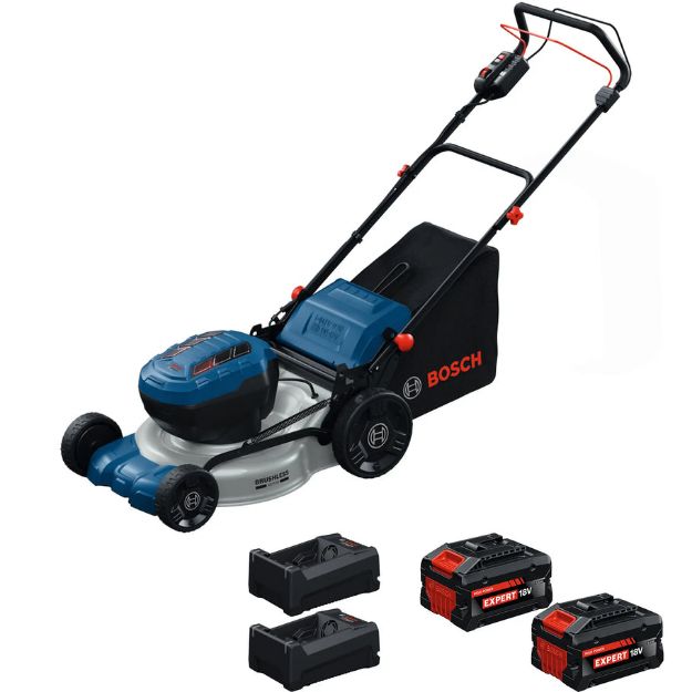 Picture of Bosch GRA18V2-46SP Twin 18v Professional Cordless Lawnmower 46cm Cut 60ltr Collection C/W 2 x 5.5Ah Expert Batteries & 2 x GAL12/18V80 Chargers In Cardboard Box 06008C8270