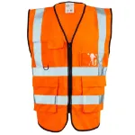 Picture of HI-VIS EXECUTIVE VEST 2 BAND W/ PHONE PEN & I.D. POCKETS & ZIP FRONT FASTENING   