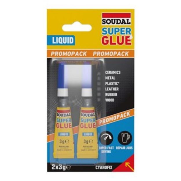 Picture of Soudal 160037 Super Glue Liquid 3g+3g 